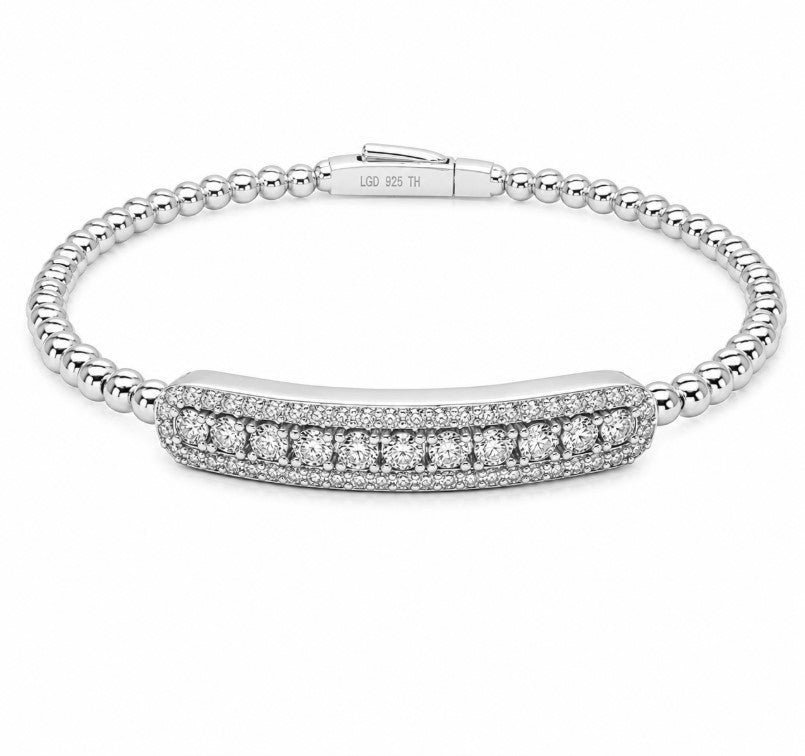 1.85 Ctw Lab Grown Diamond Flex Bangle in 925 Platinum Plated