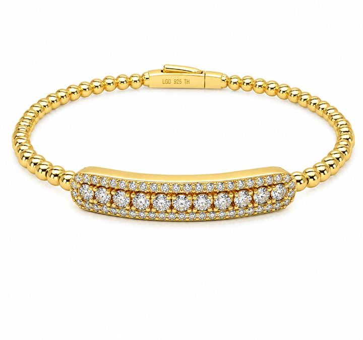 1.85 Ctw Lab Grown Diamond Flex Bangle in 925 Yellow Gold Plated
