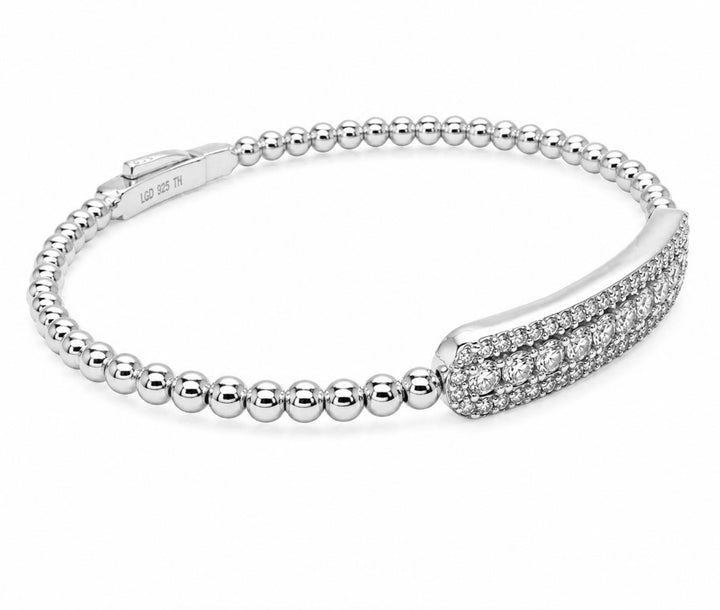 1.85 Ctw Lab Grown Diamond Flex Bangle in 925 Platinum Plated