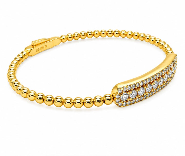 1.85 Ctw Lab Grown Diamond Flex Bangle in 925 Yellow Gold Plated