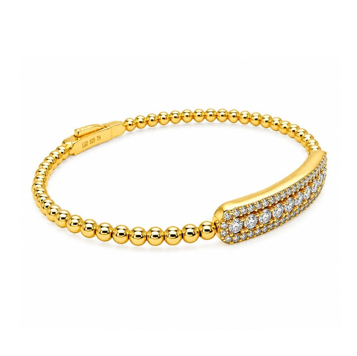 1.85 Ctw Lab Grown Diamond Flex Bangle in 925 Yellow Gold Plated