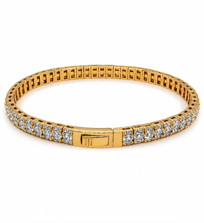 14.68 Ctw White Zircon Flex Bangle in Brass Yellow Gold