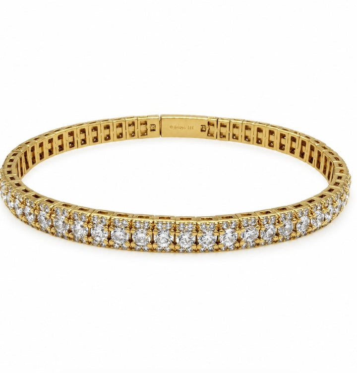 14.68 Ctw White Zircon Flex Bangle in Brass Yellow Gold