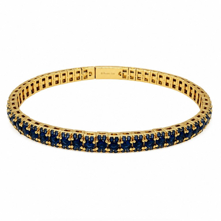 7.37 Ctw Blue Zircon Flex Bangle in Brass Yellow Gold
