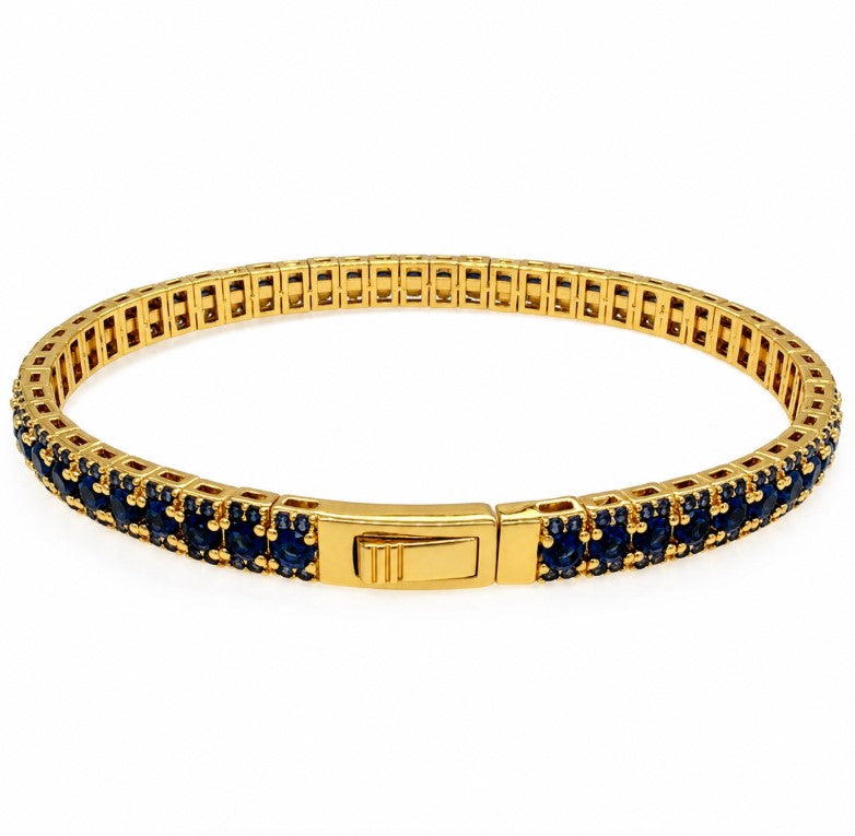 7.37 Ctw Blue Zircon Flex Bangle in Brass Yellow Gold