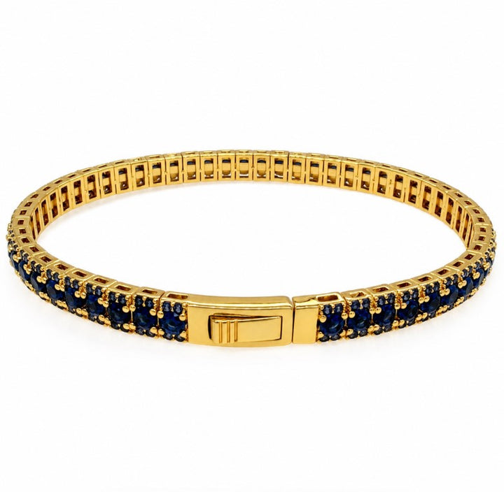 7.37 Ctw Blue Zircon Flex Bangle in Brass Yellow Gold