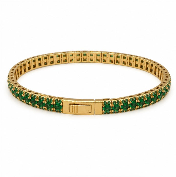 7.72 Ctw Green Zircon Flex Bangle in Brass Yellow Gold