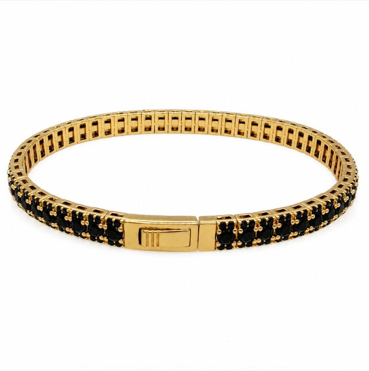 9.47 Ctw Black Spinel Flex Bangle in Brass Yellow Gold