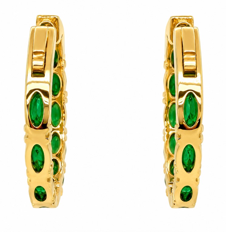 3.52 Ctw Green Zircon Hoop Earring in Brass Yellow Gold