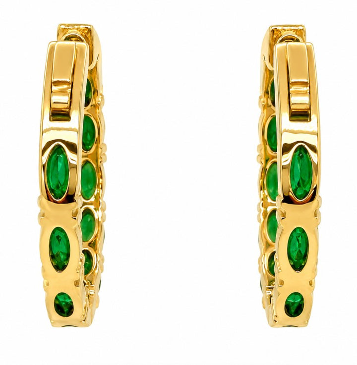3.52 Ctw Green Zircon Hoop Earring in Brass Yellow Gold