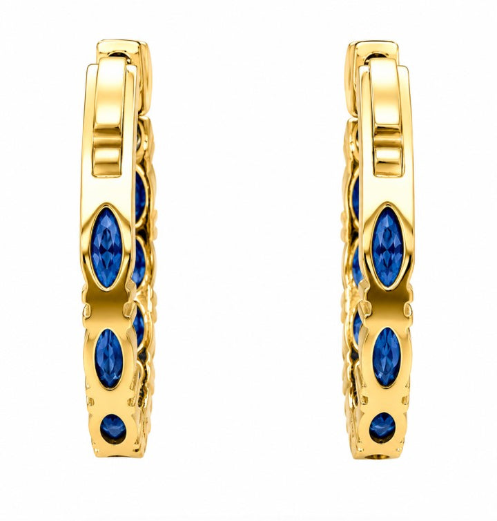 3.35 Ctw Blue Zircon Hoop Earring in Brass Yellow Gold