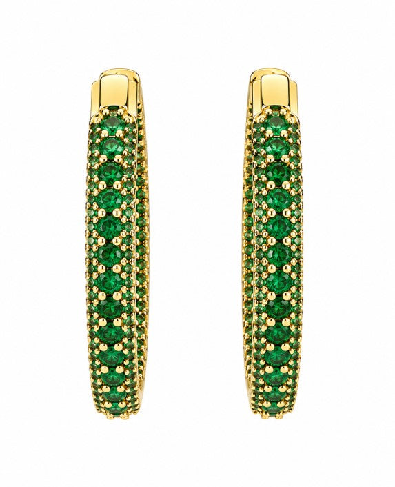 5.28 Ctw Green Zircon Hoop Earring in Brass Yellow Gold