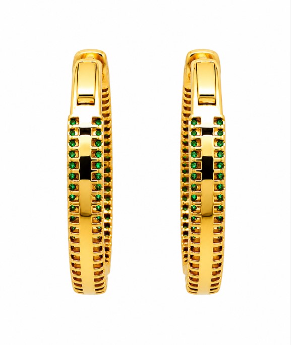 5.28 Ctw Green Zircon Hoop Earring in Brass Yellow Gold