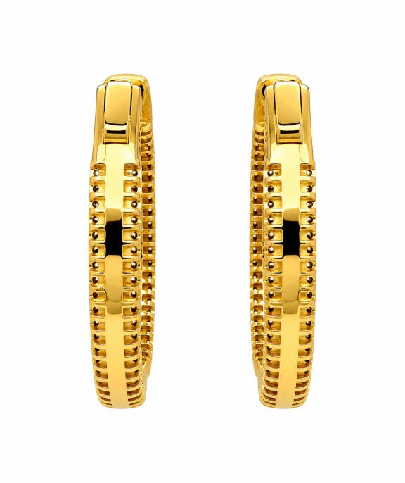 5.22 Ctw Blue Zircon Hoop Earring in Brass Yellow Gold