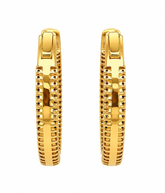 6.55 Ctw Black Spinel Hoop Earring in Brass Yellow Gold