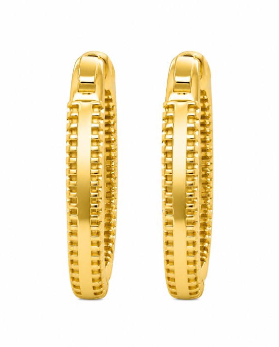 10.15 Ctw White Zircon Hoop Earring in Brass Yellow Gold