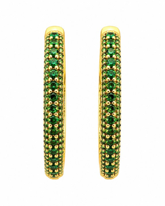 5.47 Ctw Green Zircon Hoop Earring in Brass Yellow Gold