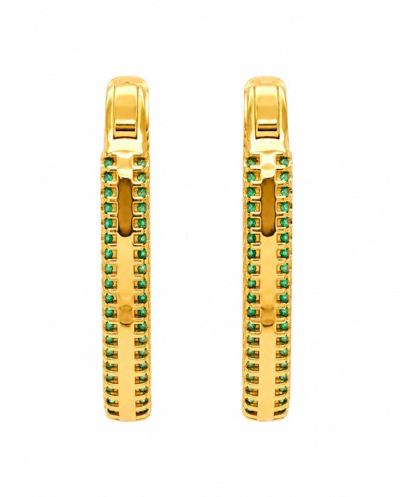 5.47 Ctw Green Zircon Hoop Earring in Brass Yellow Gold