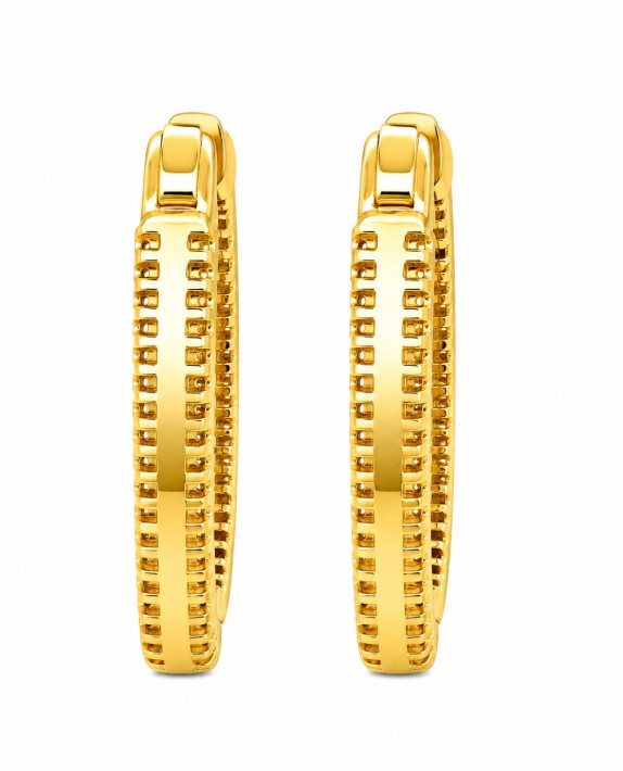 6.32 Ctw Black Spinel Hoop Earring in Brass Yellow Gold