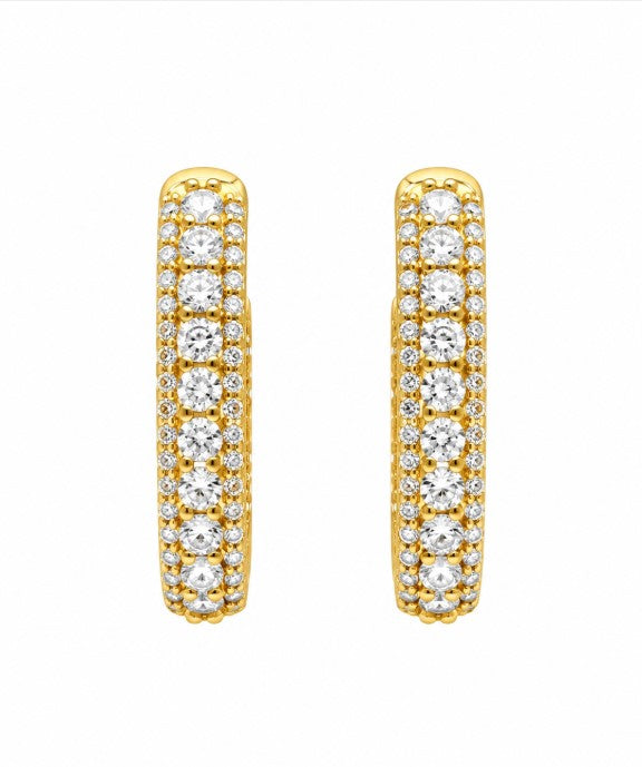 5.75 Ctw White Zircon Hoop Earring in Brass Yellow Gold