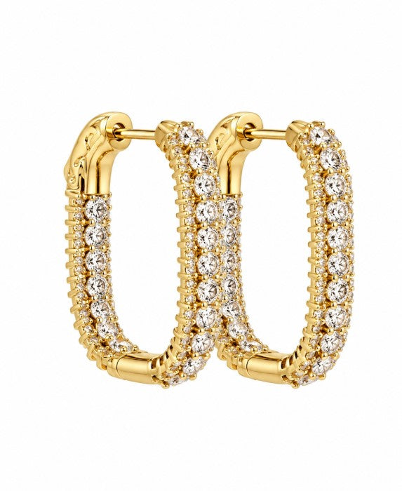 5.75 Ctw White Zircon Hoop Earring in Brass Yellow Gold