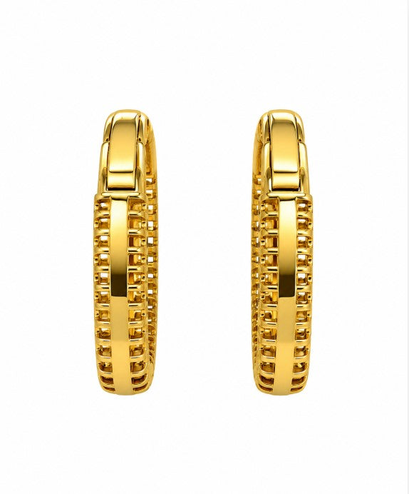 5.75 Ctw White Zircon Hoop Earring in Brass Yellow Gold