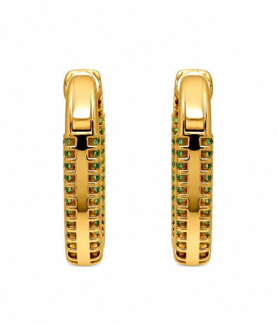 3.06 Ctw Green Zircon Hoop Earring in Brass Yellow Gold