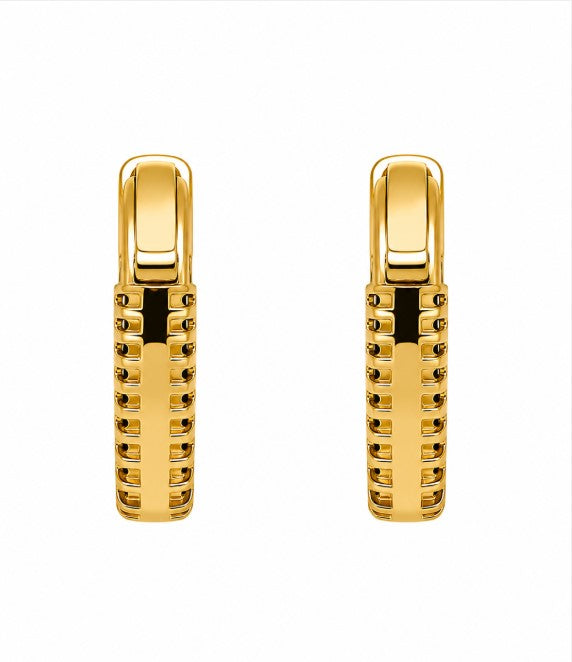 3.59 Ctw Black Spinel Hoop Earring in Brass Yellow Gold