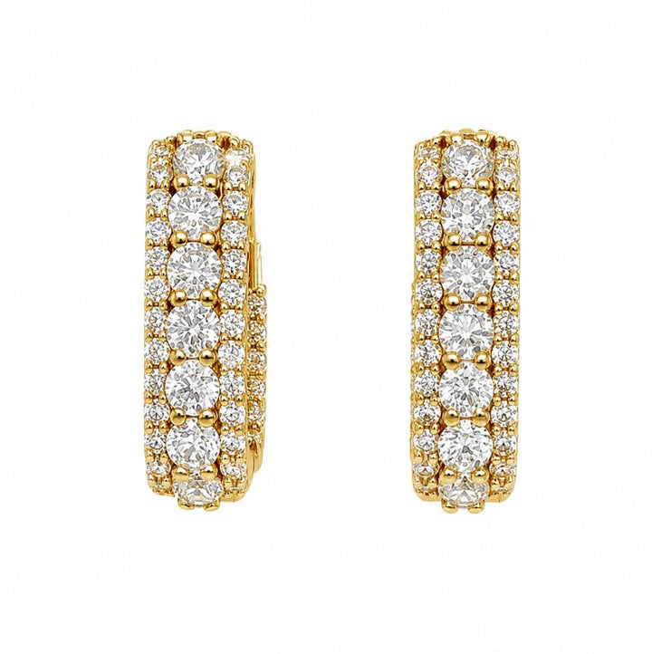 3.61 Ctw White Zircon Hoop Earring in Brass Yellow Gold