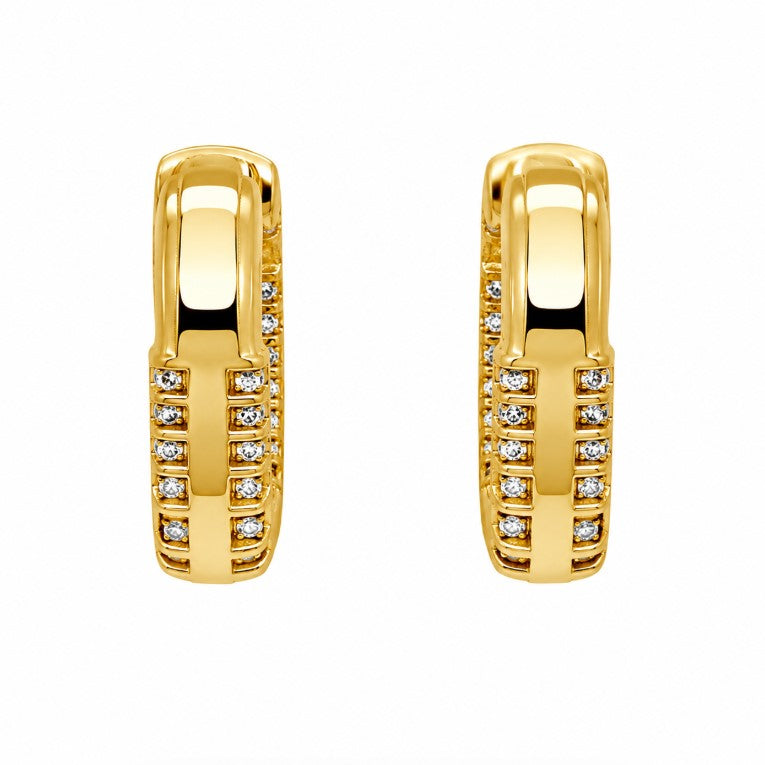 3.61 Ctw White Zircon Hoop Earring in Brass Yellow Gold