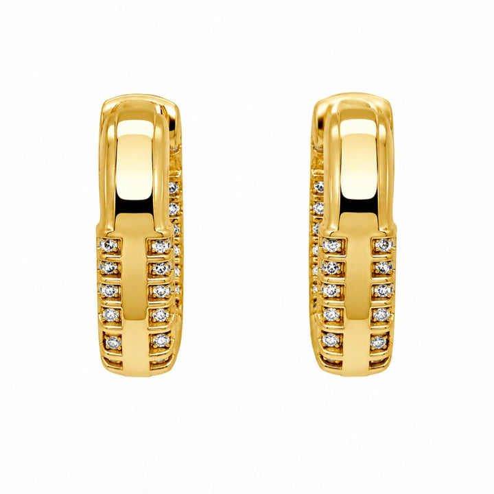 3.61 Ctw White Zircon Hoop Earring in Brass Yellow Gold