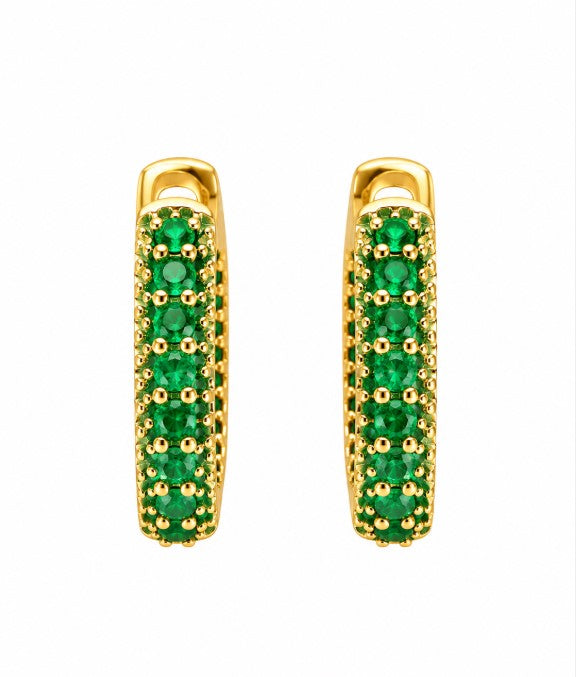 4.25 Ctw Green Zircon Hoop Earring in Brass Yellow Gold