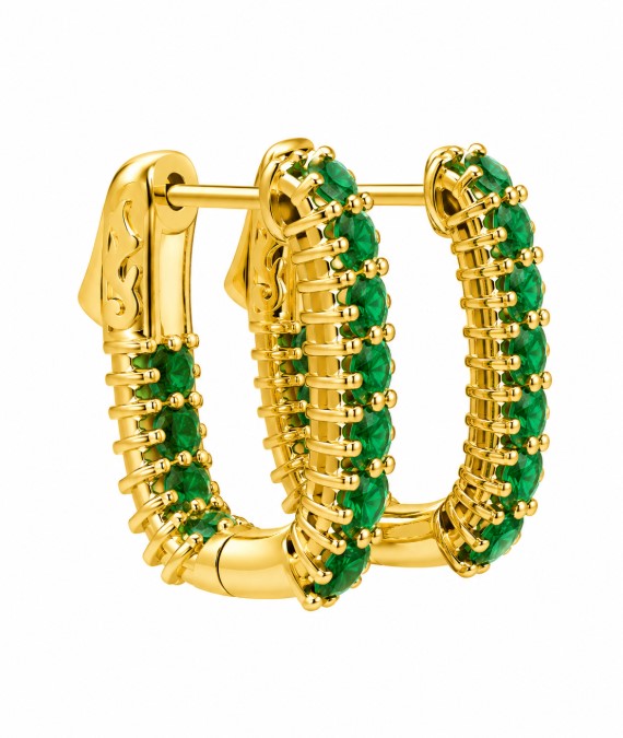 4.25 Ctw Green Zircon Hoop Earring in Brass Yellow Gold