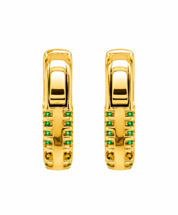 4.25 Ctw Green Zircon Hoop Earring in Brass Yellow Gold