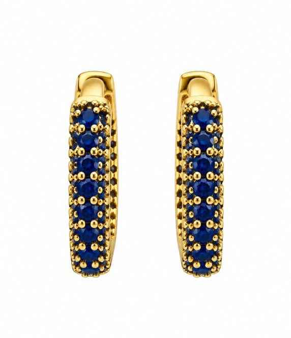 1.89 Ctw Blue Zircon Hoop Earring in Brass Yellow Gold