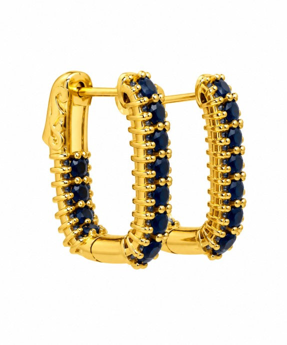 1.89 Ctw Blue Zircon Hoop Earring in Brass Yellow Gold