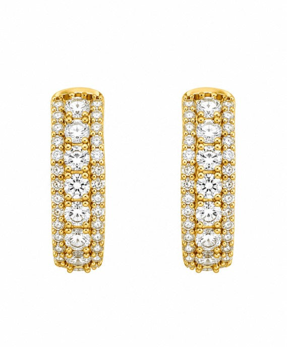 3.61 Ctw White Zircon Hoop Earring in Brass Yellow Gold