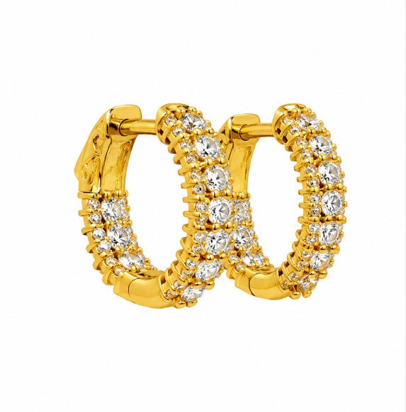 3.61 Ctw White Zircon Hoop Earring in Brass Yellow Gold