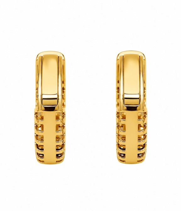 3.61 Ctw White Zircon Hoop Earring in Brass Yellow Gold