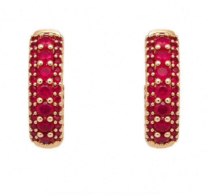 2.54 Ctw Red Zircon Hoop Earring in Brass Yellow Gold