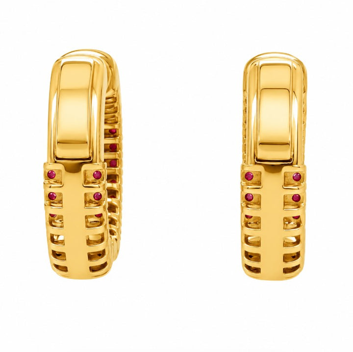 2.54 Ctw Red Zircon Hoop Earring in Brass Yellow Gold