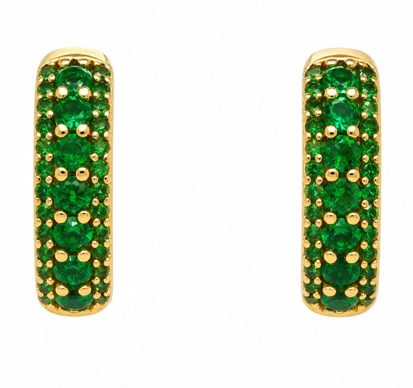4.22 Ctw Green Zircon Hoop Earring in Brass Yellow Gold