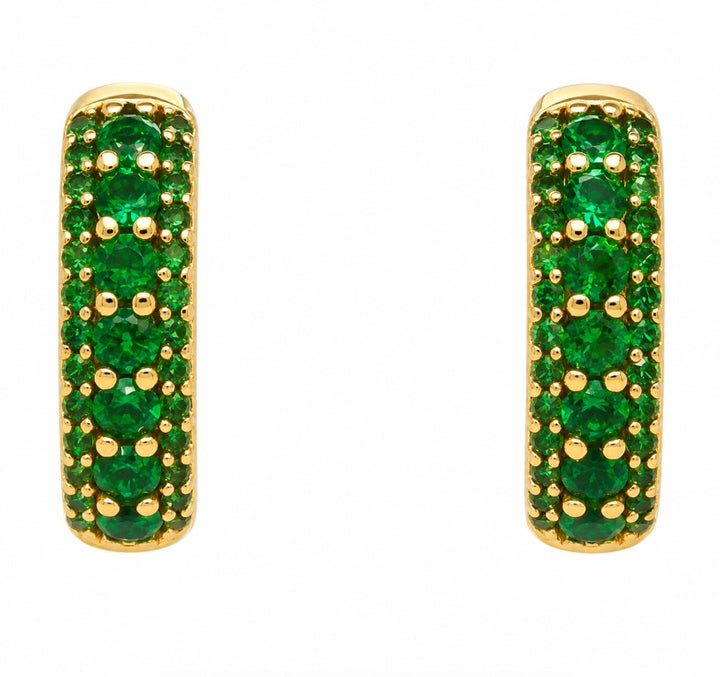 4.22 Ctw Green Zircon Hoop Earring in Brass Yellow Gold