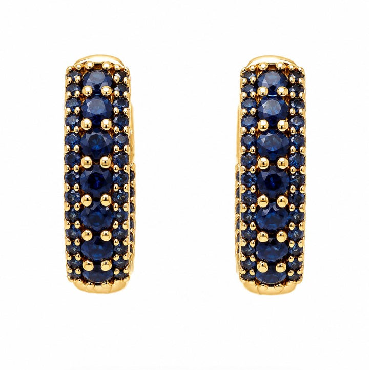 1.83 Ctw Blue Zircon Hoop Earring in Brass Yellow Gold