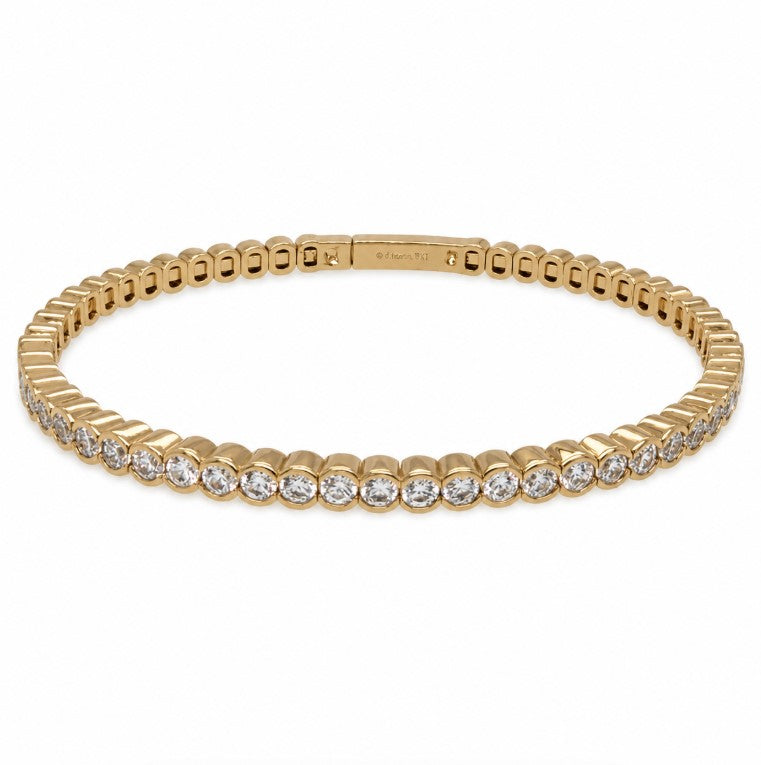 5.70 Ctw White Zircon Flex Bangle in Brass Yellow Gold