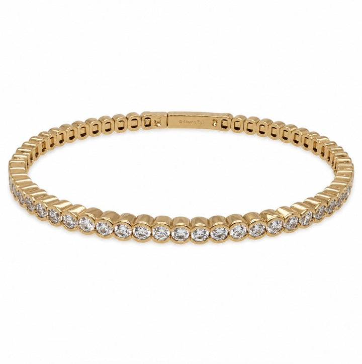 5.70 Ctw White Zircon Flex Bangle in Brass Yellow Gold
