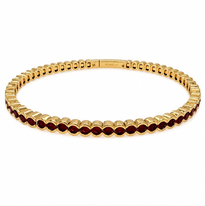 3.90 Ctw Red Zircon Flex Bangle in Brass Yellow Gold