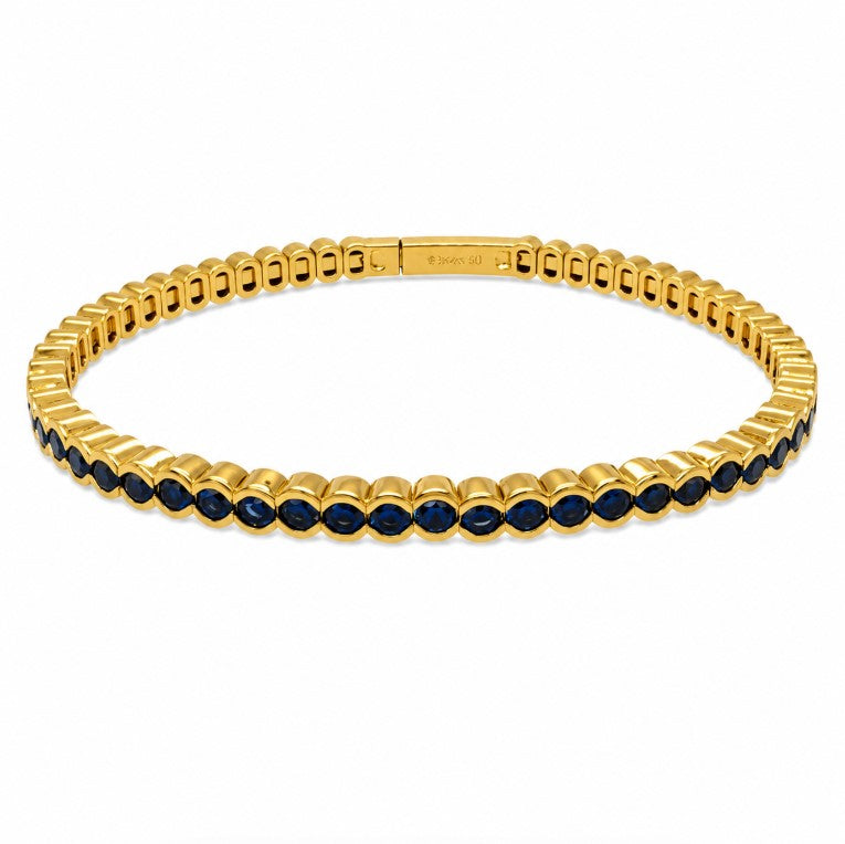 3.00 Ctw Blue Zircon Flex Bangle in Brass Yellow Gold