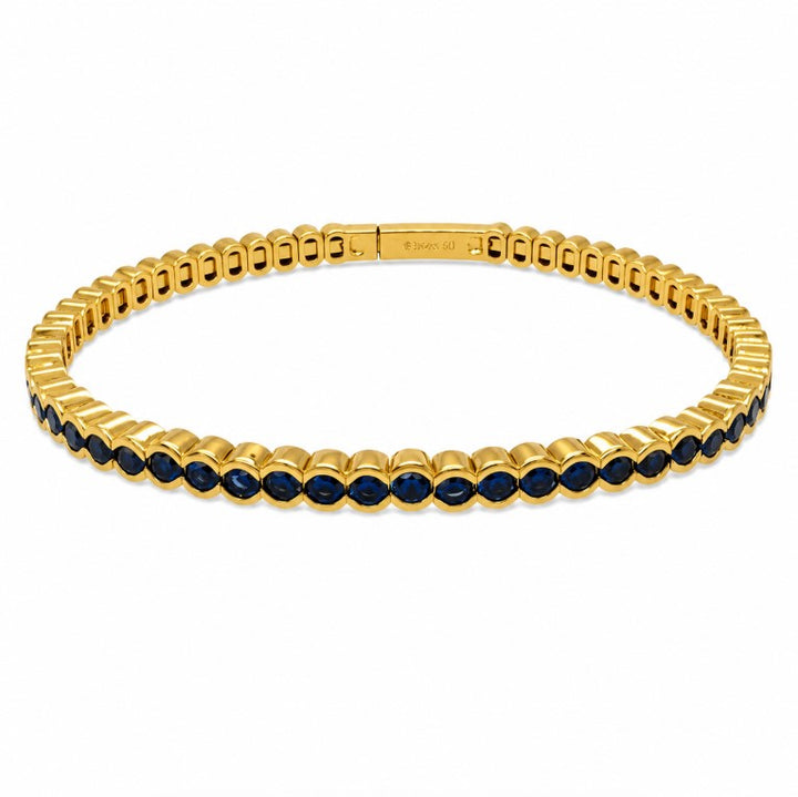 3.00 Ctw Blue Zircon Flex Bangle in Brass Yellow Gold