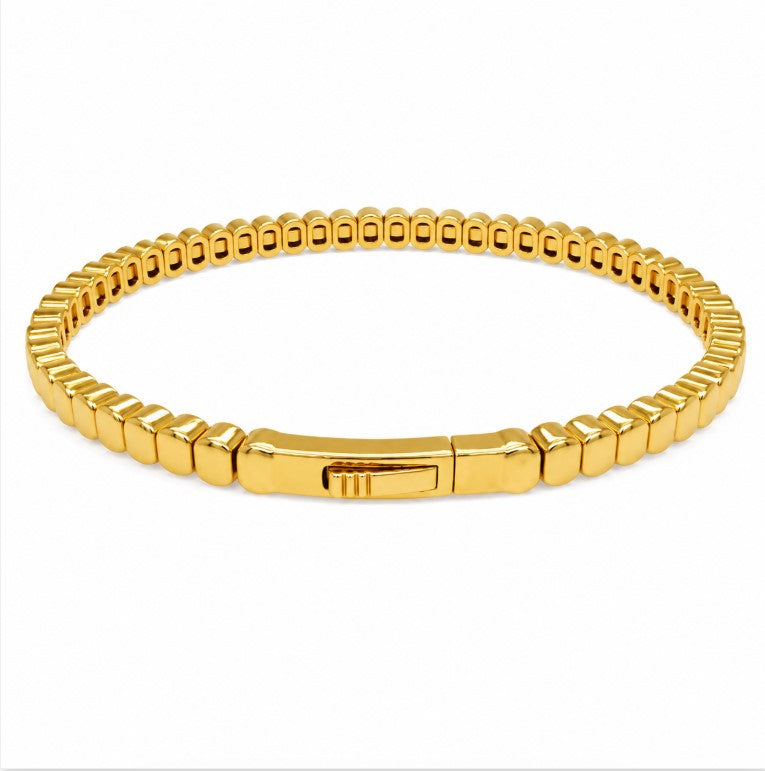 3.00 Ctw Blue Zircon Flex Bangle in Brass Yellow Gold